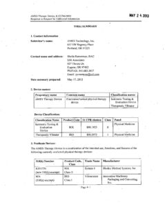AMES Therapy Device 510(k) Summary K123746